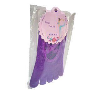 Women’s Purple Anti-Slip Yoga Pilate Socks with Strap and Toe Hole Socks New